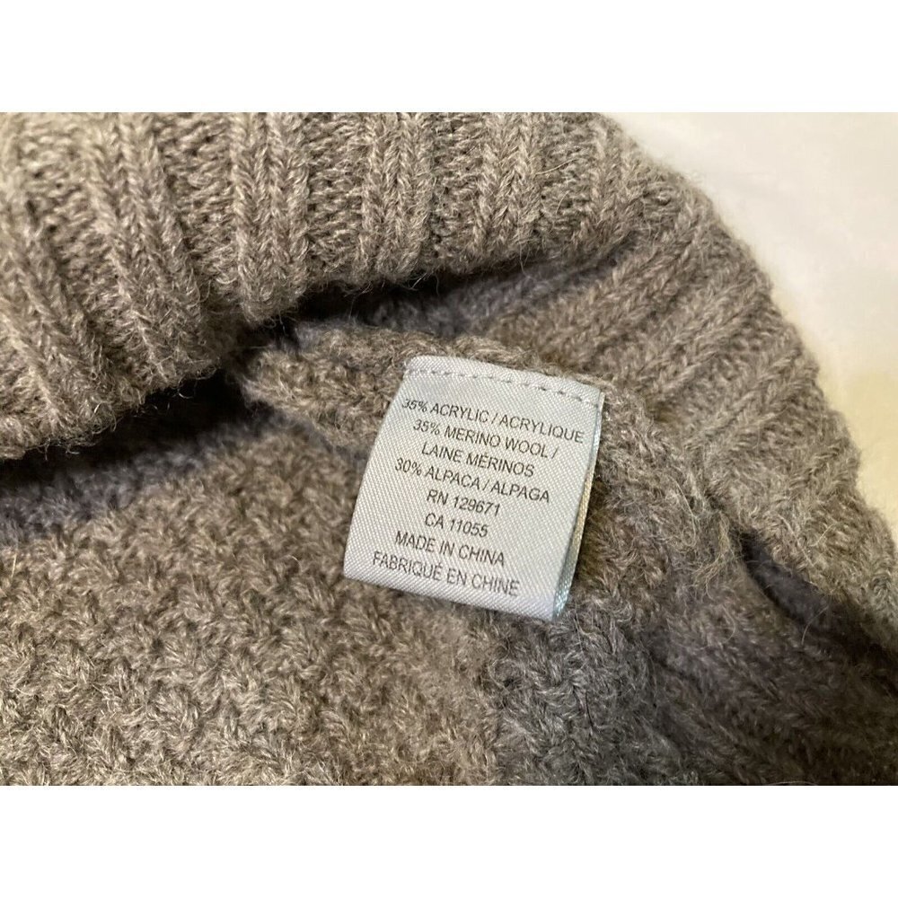 360 Sweater Cropped Cable Knit 1/2 Sleeve High Low Wool Alpaca Brown Size XS - Picture 3 of 8